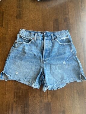 Abercrombie & Fitch Distressed Light Blue Denim Shorts